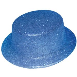 Chapeau plastique HDF adulte - bords arrondis - paillettes - bleu