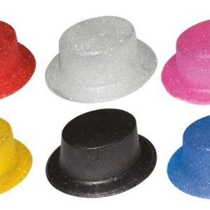 Chapeau plastique HDF adulte - bords arrondis - paillettes - 6 couleurs assorties