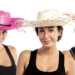 Chapeau paille cow boy ‡ franges adulte - couleurs assorties