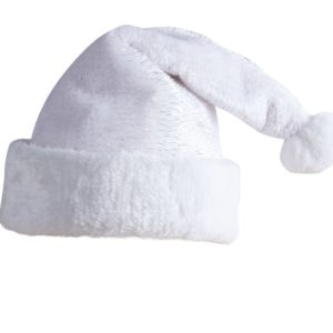 Bonnet de PËre NoÎl peluche blanche filaments argent