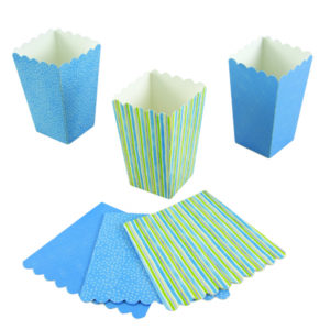Pot carton - sachet de 6 - bleu - h. 10 cm