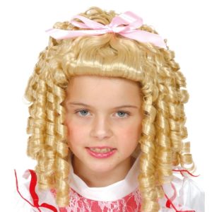 Perruque enfant princesse blonde avec núud rose
