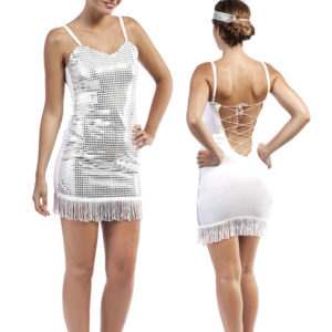 Costume adulte robe charleston - blanc et argent - taille unique