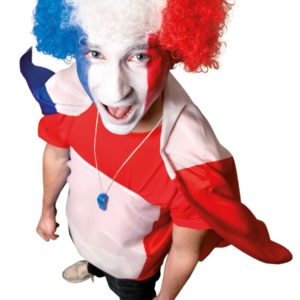 Perruque pop - bleu, blanc et rouge
