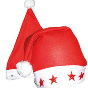 Bonnet de PËre NoÎl lumineux Ètoiles rouges (piles incluses)