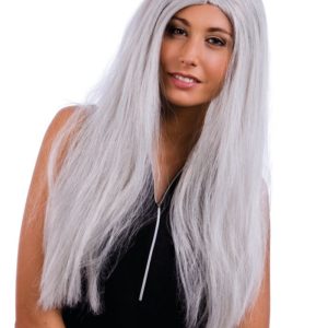 Perruque CINDY - longue raide - 0.60 m - gris