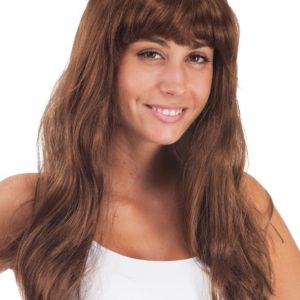 Perruque LOLA - longue raide ‡ frange - marron