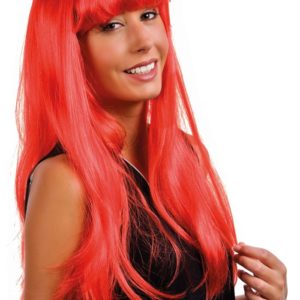 Perruque LOLA - longue raide ‡ frange - rouge