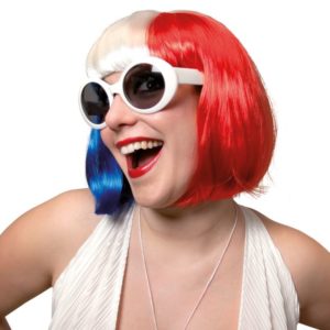 Perruque CABARET - bleu, blanc et rouge