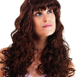 Perruque BETTY - longue ondulÈe avec frange - marron