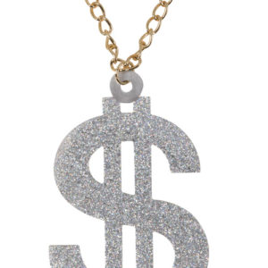 Collier dollar - mÈtal or et paillettes - h. 14 cm
