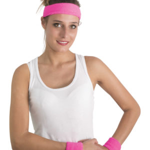 Set bandeau et poignets Èponge - rose fluo