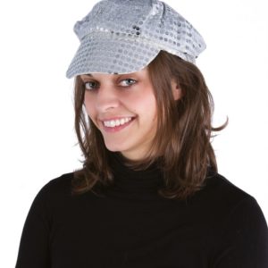 Casquette disco ‡ sequins adulte - argent