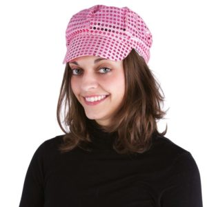 Casquette disco ‡ sequins adulte - rose