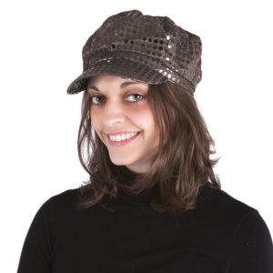 Casquette disco ‡ sequins adulte - noir