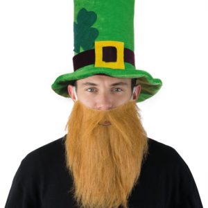 Chapeau velours HDF vert St Patrick avec barbe rousse adulte