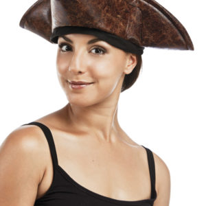 Chapeau imitation cuir pirate des CaraÔbes adulte - marron