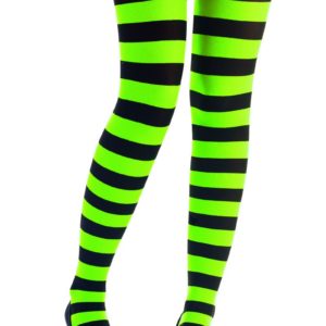 Collant opaque - rayÈ noir et vert fluo