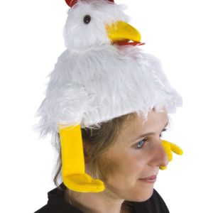 Chapeau fourrure poule blanche adulte