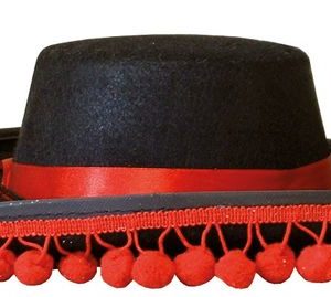 Chapeau feutre espagnol adulte - noir et rouge