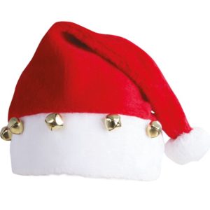 Bonnet de PËre NoÎl peluche rouge avec grelots