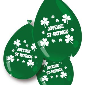 Ballon 10" - sachet de 10 - "joyeuse saint Patrick"