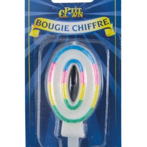 Bougie chiffre arc-en-ciel ‡ paillettes - 0