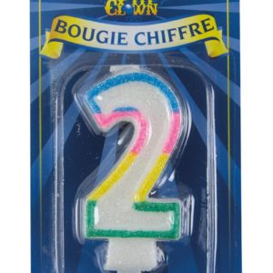 Bougie chiffre arc-en-ciel ‡ paillettes - 2