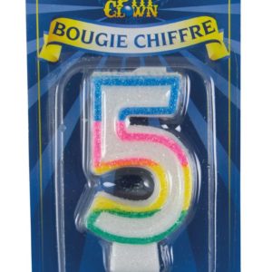 Bougie chiffre arc-en-ciel ‡ paillettes - 5