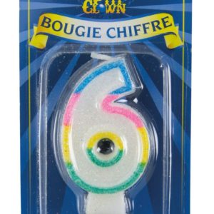 Bougie chiffre arc-en-ciel ‡ paillettes - 6