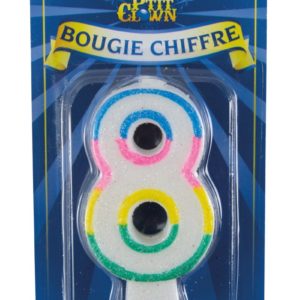 Bougie chiffre arc-en-ciel ‡ paillettes - 8