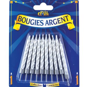 Bougie argent avec bobËche - Blister de 10