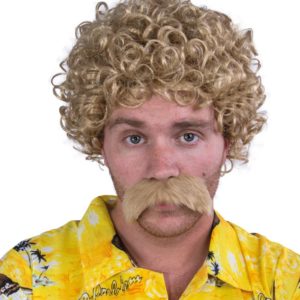 Perruque et moustache LUCIEN - courte frisÈe - blond