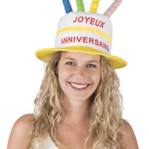 Chapeau velours g‚teau "joyeux anniversaire" adulte