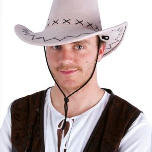 Chapeau imitation nubuck cow boy avec surpiq˚res adulte - beige