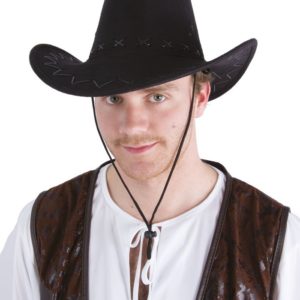 Chapeau imitation nubuck cow boy avec surpiq˚res adulte - noir