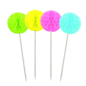 Pique boule papier alvÈolÈ - sachet de 12 - multicolore - h. 10 cm