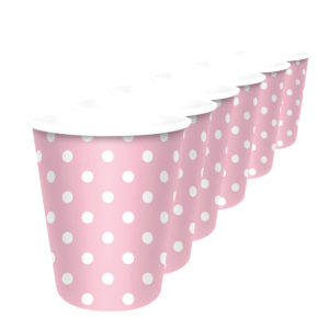 Gobelet carton - 20 cl - rose ‡ pois blancs - sachet de 6