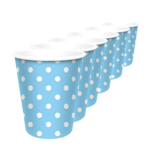 Gobelet carton - 20 cl - bleu ciel ‡ pois blancs - sachet de 6