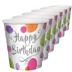 Gobelet carton - 20 cl - "happy birthday" - sachet de 6