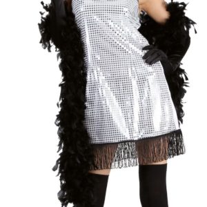 Costume adulte luxe robe charleston - argent et noir - S/M