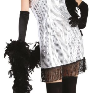 Costume adulte luxe robe charleston - argent et noir - 38 et 42