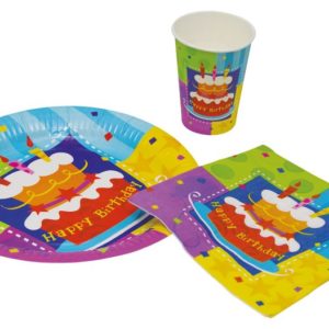 Serviette papier - 33 x 33 cm - "Happy Birthday" - Sachet de 12