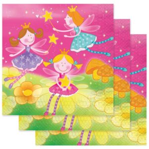 Serviette papier - 33 x 33 cm - fÈes roses - sachet de 12