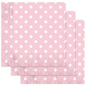 Serviette papier - 33 x 33 cm - rose ‡ pois blancs - sachet de 12