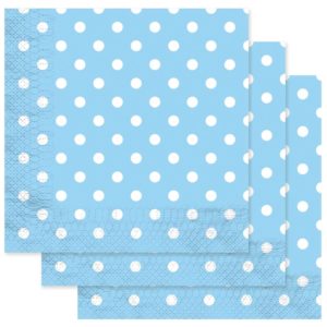 Serviette papier - 33 x 33 cm - bleu ciel ‡ pois blancs - sachet de 12