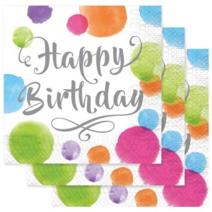 Serviette papier - 33 x 33 cm - "happy birthday" - sachet de 12