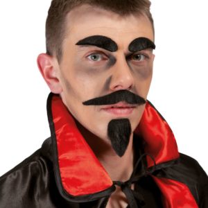 Moustache + barbichette + sourcils diable - noir