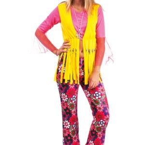 Costume adulte hippie femme rose et jaune - taille unique