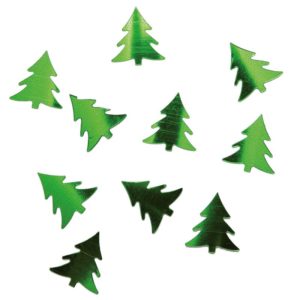Confettis de table sapin - vert mÈtallisÈ - 1,6 cm - sachet de 10 gr